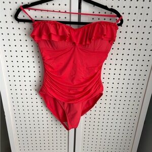 La Blanca Vibrant Orange Ruffled Swimsuit